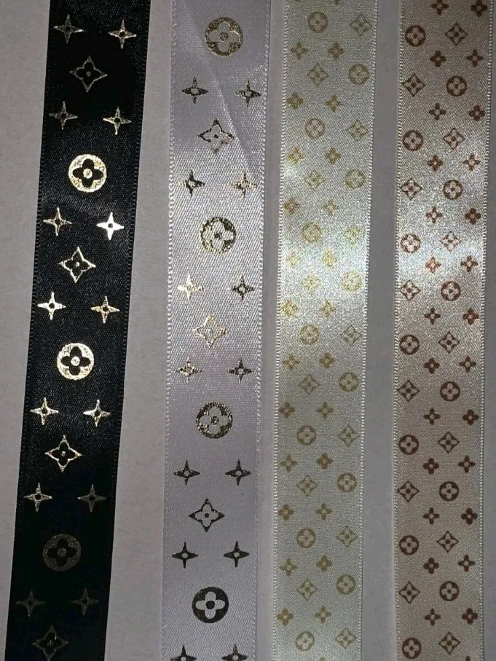 Luxury Monogram Ribbon Pack - Gold Accents on Black White Brown Beige 20 Yards
